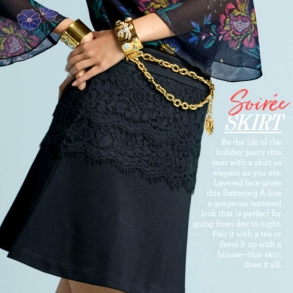 CAbi Dresses & Skirts - Cabi black lace overlay skirt A-line 3496 size 4